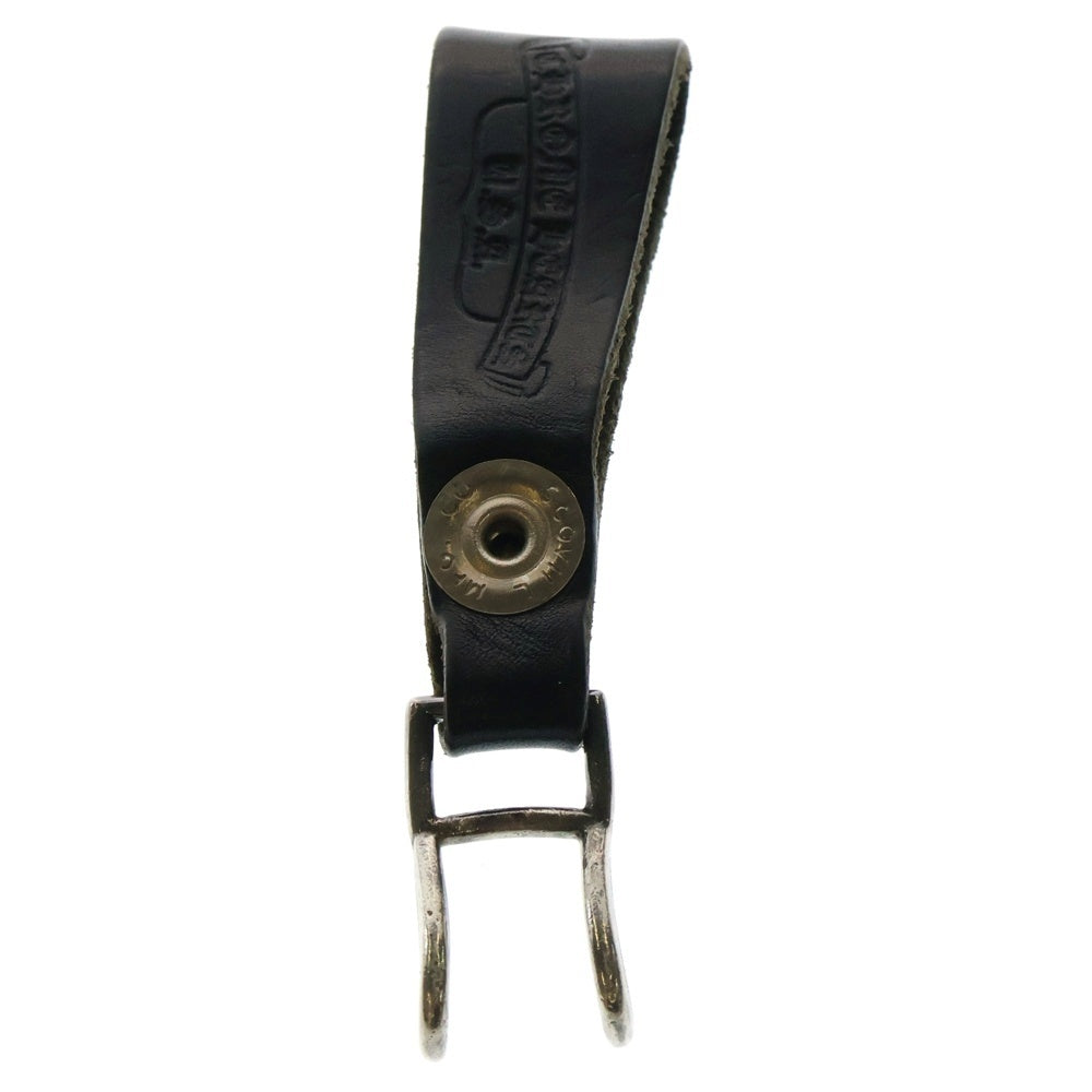 CHROME HEARTS(クロムハーツ) BELT LOOP クロスボールボタンレザーベルトループ シルバー/ブラック BCA397