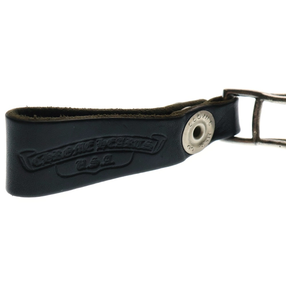 CHROME HEARTS(クロムハーツ) BELT LOOP クロスボールボタンレザーベルトループ シルバー/ブラック BCA397