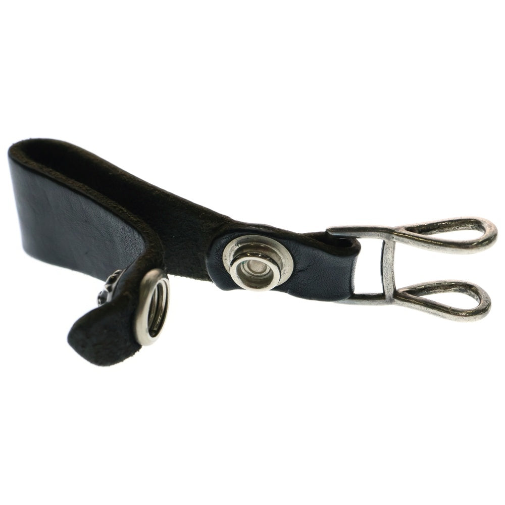 CHROME HEARTS(クロムハーツ) BELT LOOP クロスボールボタンレザーベルトループ シルバー/ブラック BCA397