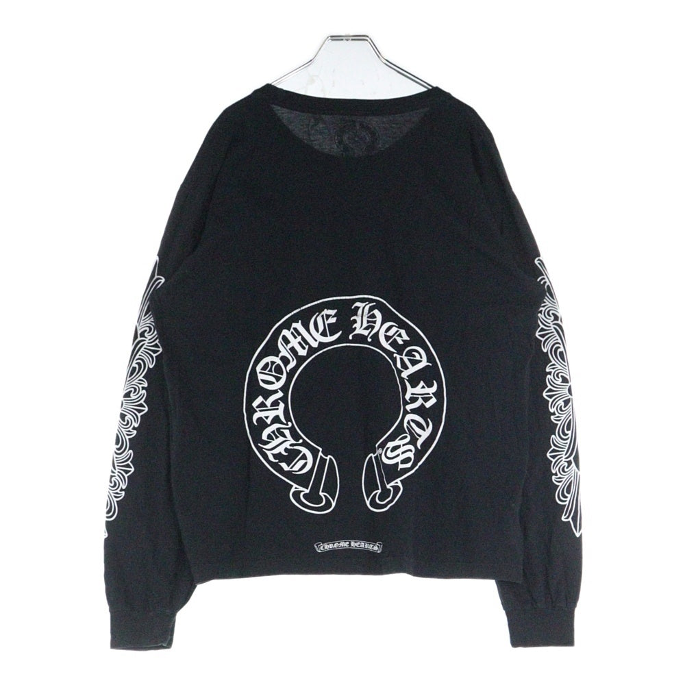 美品　CHROME HEARTS フローラル　ホースシュー　長袖カットソー　L CHROME HEARTS(クロムハーツ) HORSESHOE ARM FLORAL L/S TEE