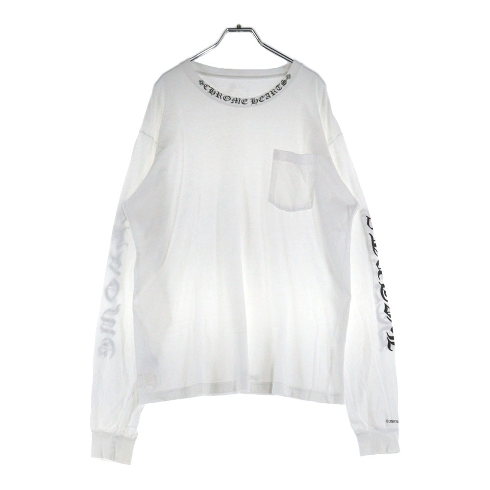 CHROME HEARTS(クロムハーツ) Neck Logo ネックロゴ アームプリント ロングスリーブ L/S 長袖 ポケットTシャツ カットソー ホワイト