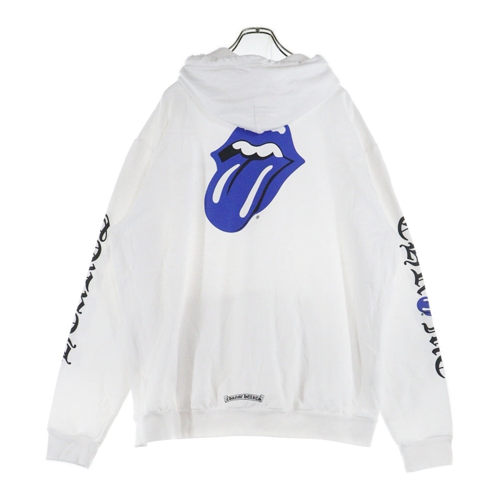 CHROME HEARTS(クロムハーツ) ×The Rolling Stones Lip And Tongue Hoodie ×ローリングストーンズ リップアンドタンフーディ プルオーバーパーカー フーディー ホワイト/ブルー