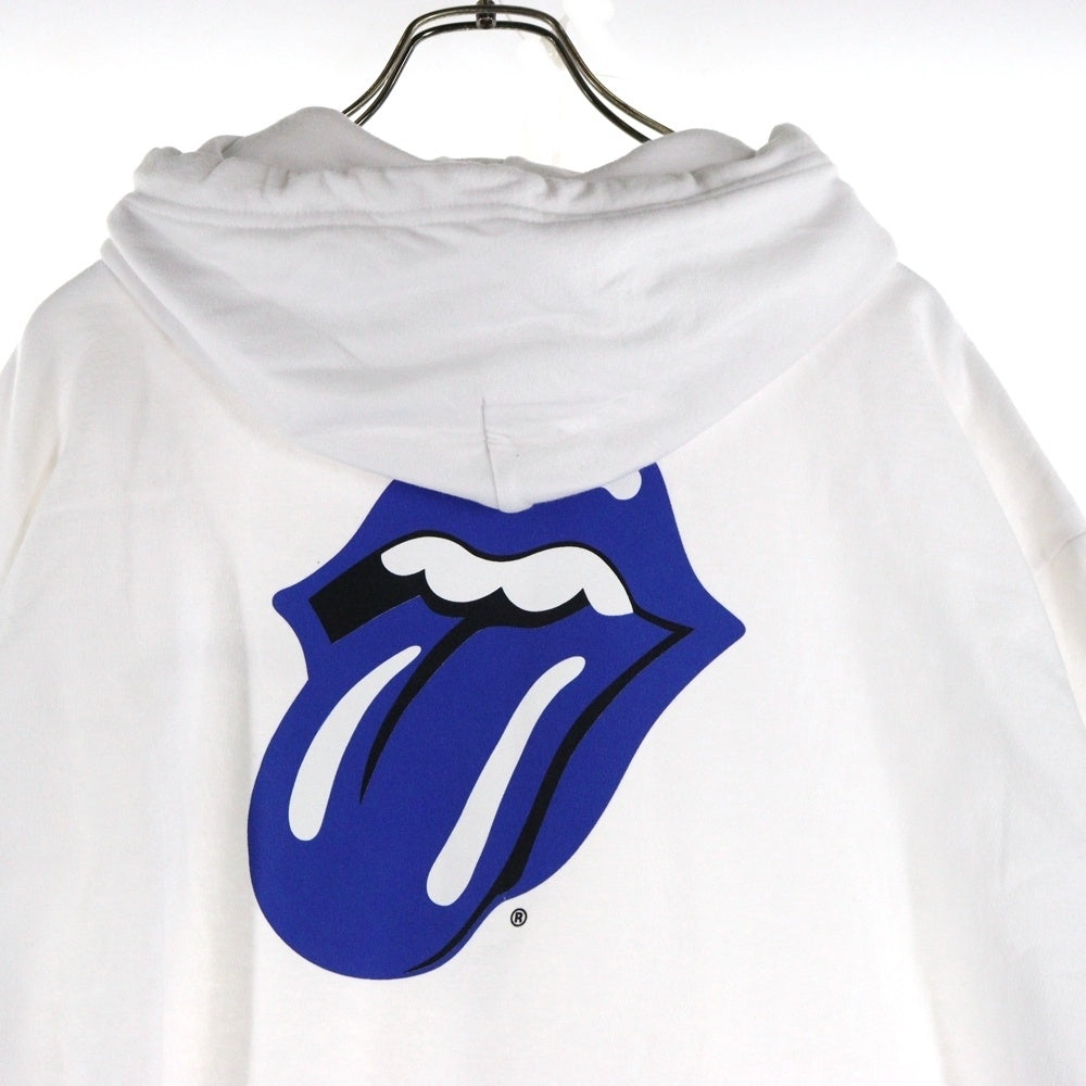 CHROME HEARTS(クロムハーツ) ×The Rolling Stones Lip And Tongue Hoodie ×ローリングストーンズ リップアンドタンフーディ プルオーバーパーカー フーディー ホワイト/ブルー