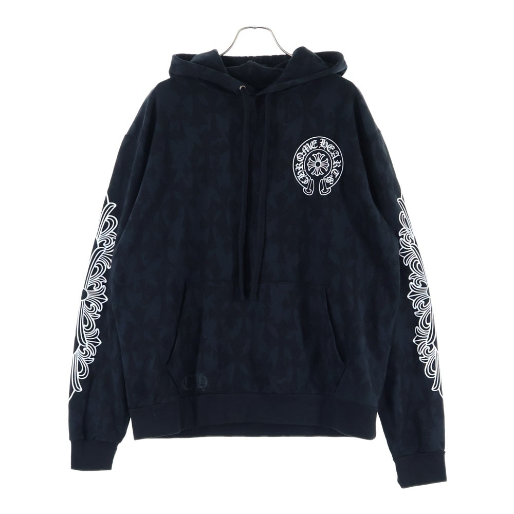CHROME HEARTS(クロムハーツ) SWTSHRT PLV セメタリークロス総柄プリントプルオーバーパーカー ブラック