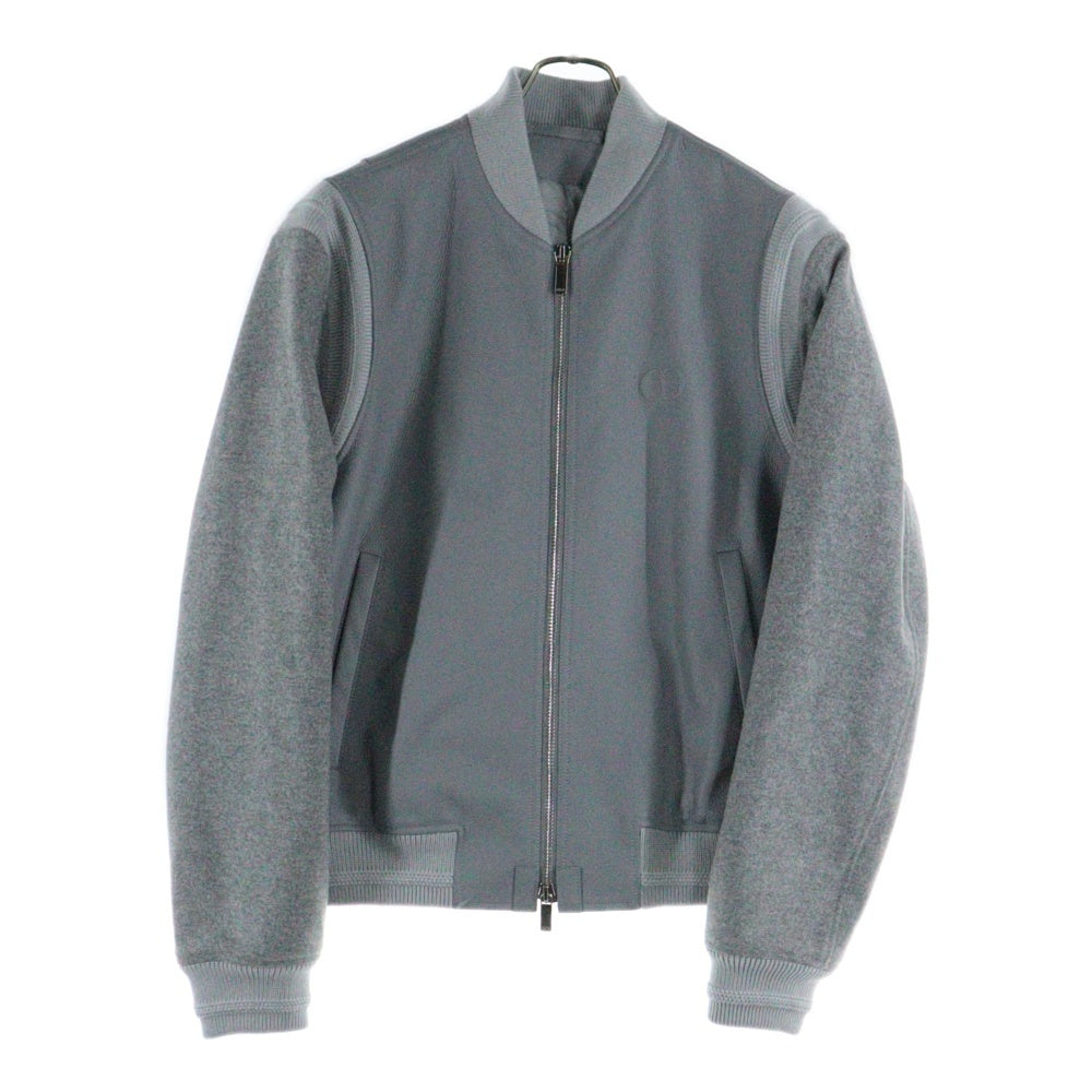 DIOR(ディオール) CD Icon エンボスロゴ ウール切替 ジップアップレザーブルゾン テディジャケット グレー 513L434A0700_C888
