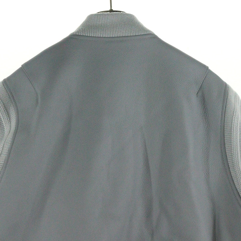 DIOR(ディオール) CD Icon エンボスロゴ ウール切替 ジップアップレザーブルゾン テディジャケット グレー 513L434A0700_C888