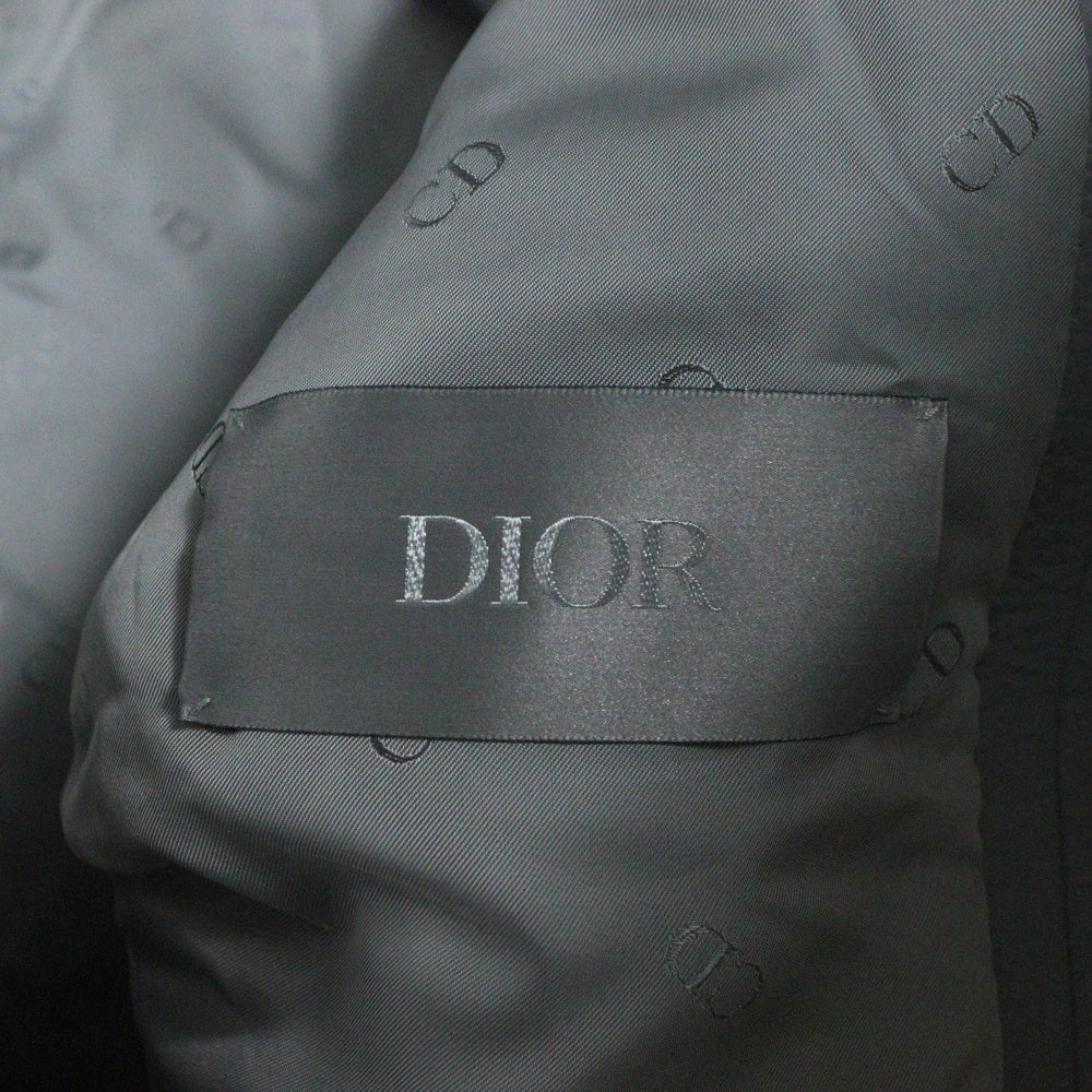 DIOR(ディオール) CD Icon エンボスロゴ ウール切替 ジップアップレザーブルゾン テディジャケット グレー 513L434A0700_C888