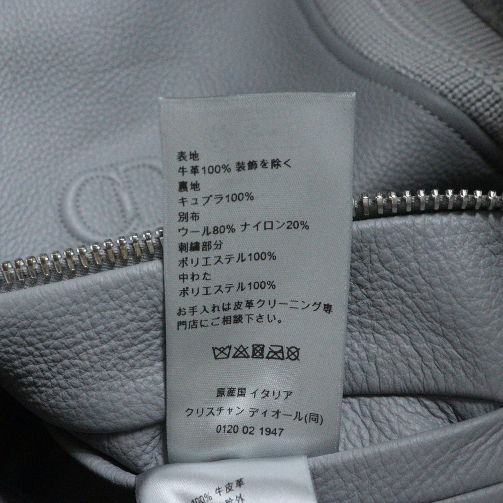 DIOR(ディオール) CD Icon エンボスロゴ ウール切替 ジップアップレザーブルゾン テディジャケット グレー 513L434A0700_C888