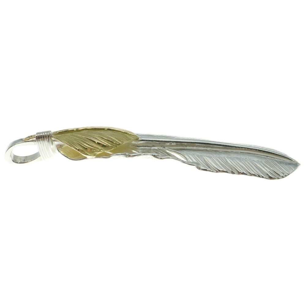 goro's(ゴローズ) 【新品】【現行【現行】上金特大フェザー 右向き ネックレストップ シルバー/ゴールド