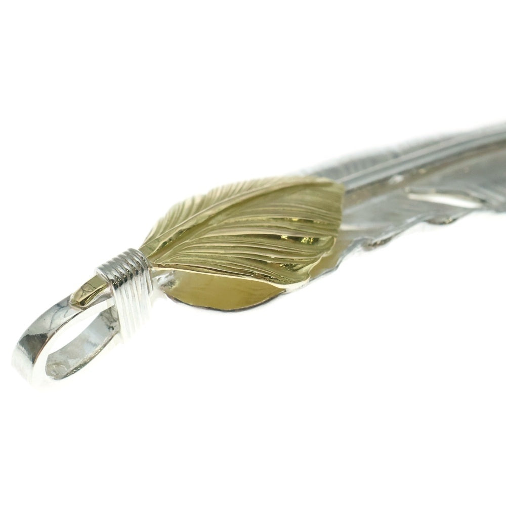 goro's(ゴローズ) 【新品】【現行【現行】上金特大フェザー 右向き ネックレストップ シルバー/ゴールド
