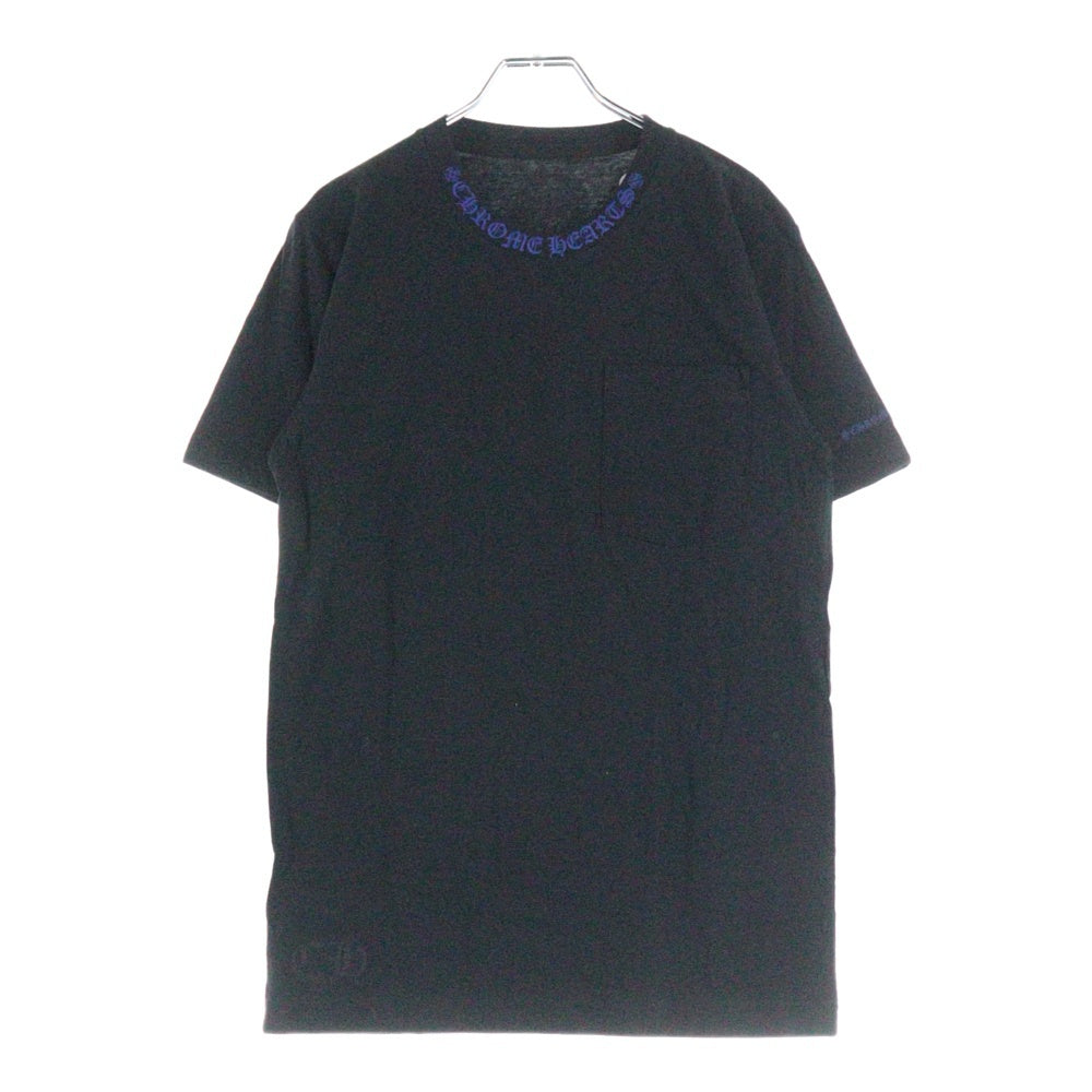 CHROME HEARTS(クロムハーツ) NECK LOGO S/S TEE ネック ロゴプリントTシャツ 半袖カットソー ブラック/ブルー
