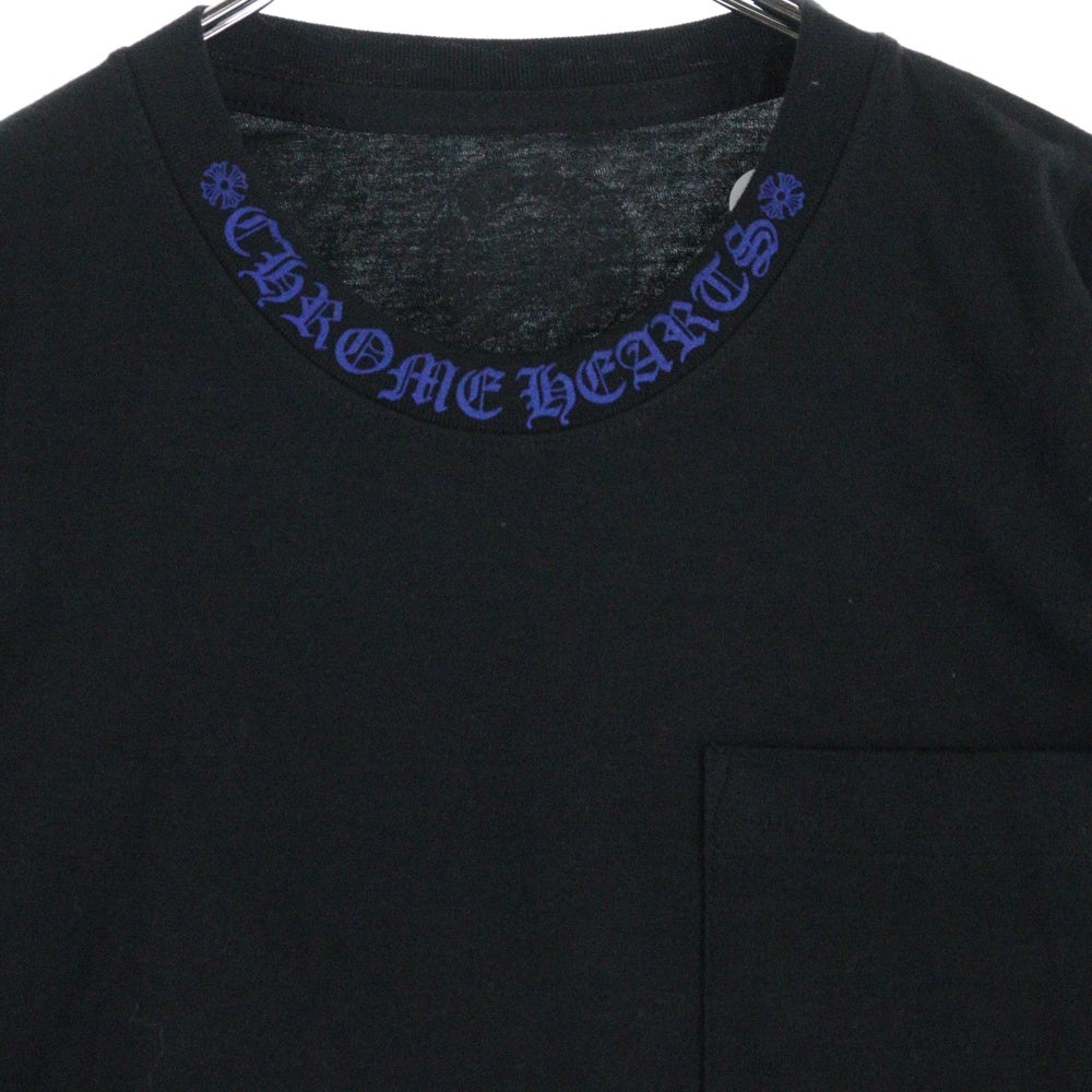 CHROME HEARTS(クロムハーツ) NECK LOGO S/S TEE ネック ロゴプリントTシャツ 半袖カットソー ブラック/ブルー