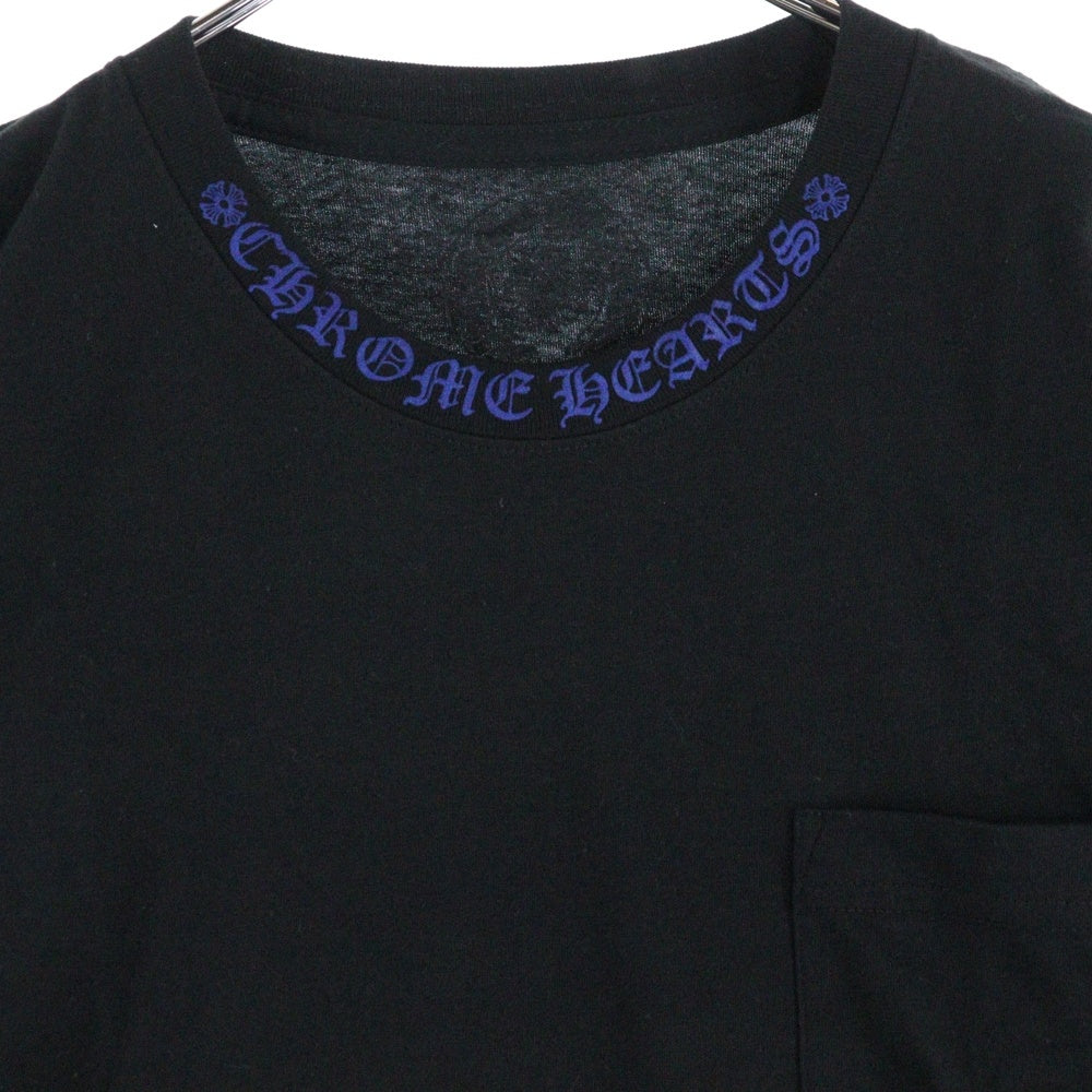 CHROME HEARTS(クロムハーツ) NECK LOGO S/S TEE ネック ロゴプリントTシャツ 半袖カットソー ブラック/ブルー