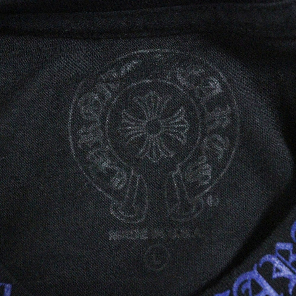 CHROME HEARTS(クロムハーツ) NECK LOGO S/S TEE ネック ロゴプリントTシャツ 半袖カットソー ブラック/ブルー