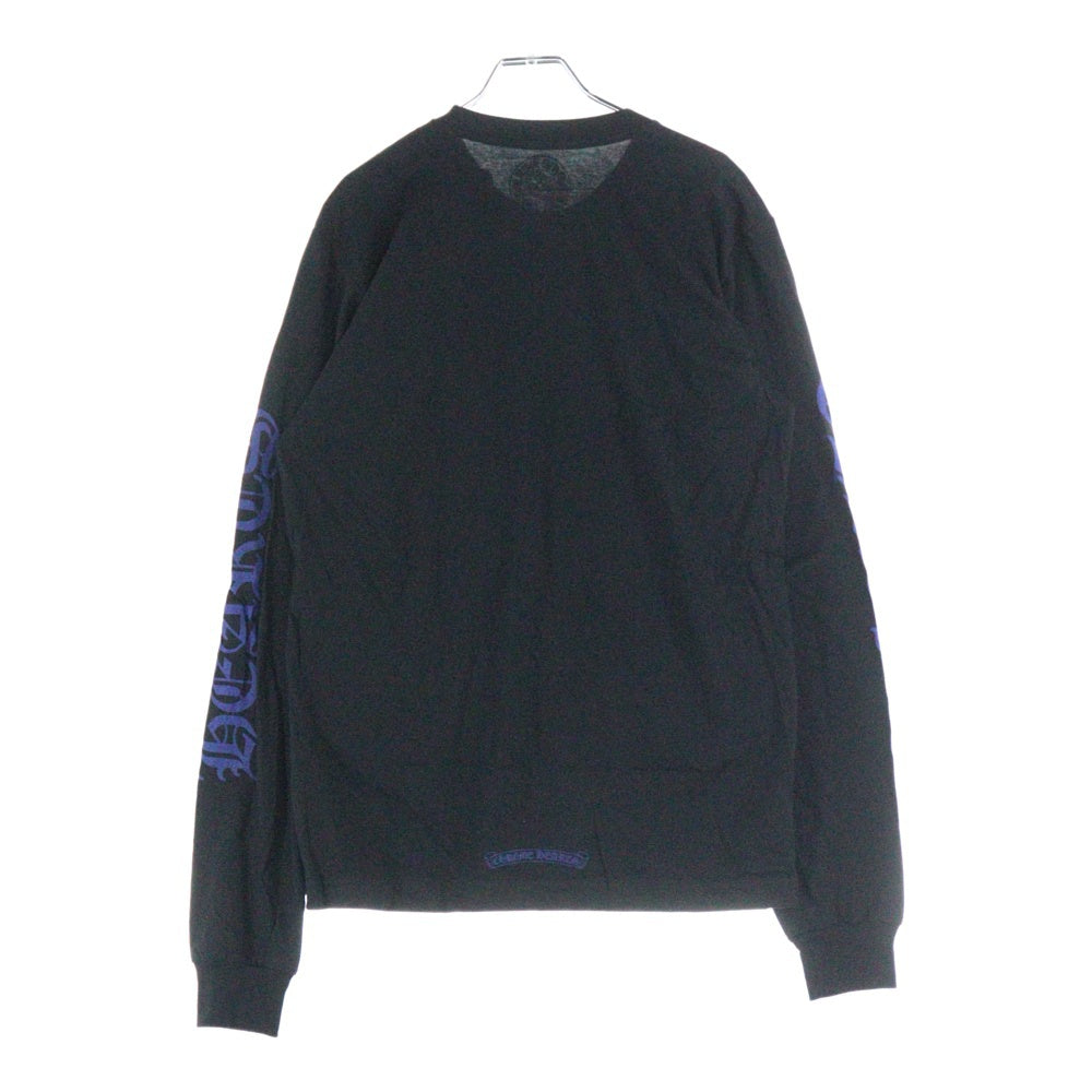 CHROME HEARTS(クロムハーツ) Neck Logo L/S Tee ネック ロゴ プリント長袖Tシャツ カットソー ブラック/ブルー
