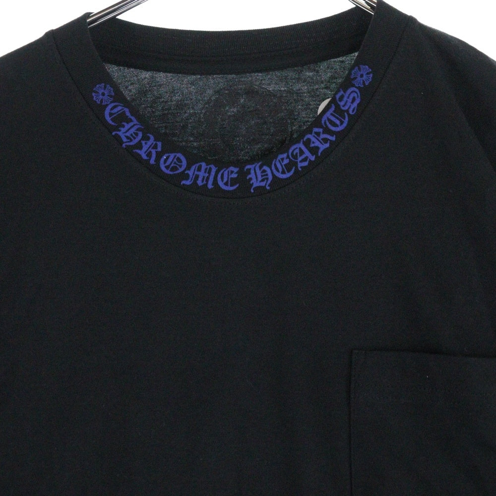 CHROME HEARTS(クロムハーツ) Neck Logo L/S Tee ネック ロゴ プリント長袖Tシャツ カットソー ブラック/ブルー