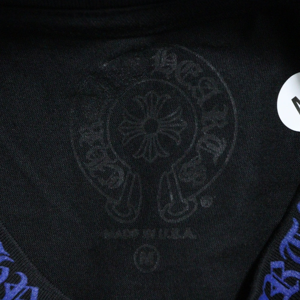 CHROME HEARTS(クロムハーツ) Neck Logo L/S Tee ネック ロゴ プリント長袖Tシャツ カットソー ブラック/ブルー