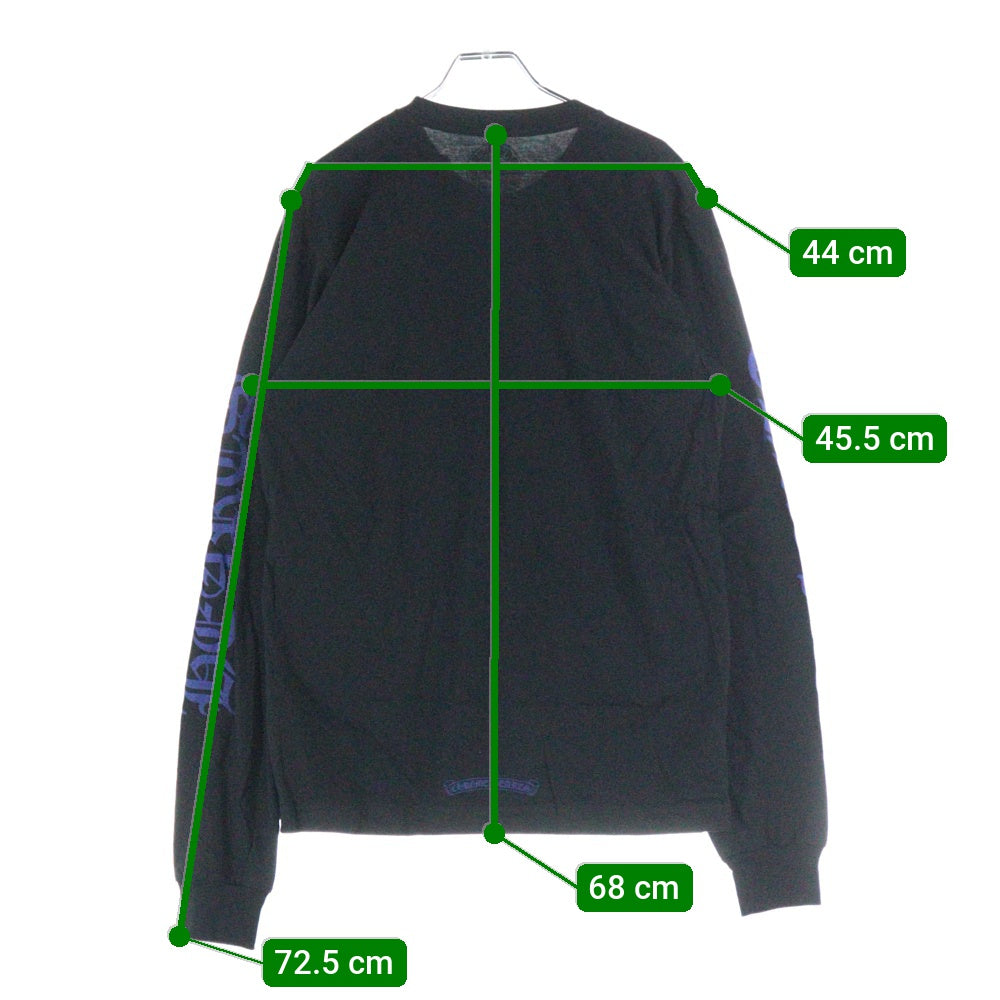 CHROME HEARTS(クロムハーツ) Neck Logo L/S Tee ネック ロゴ プリント長袖Tシャツ カットソー ブラック/ブルー
