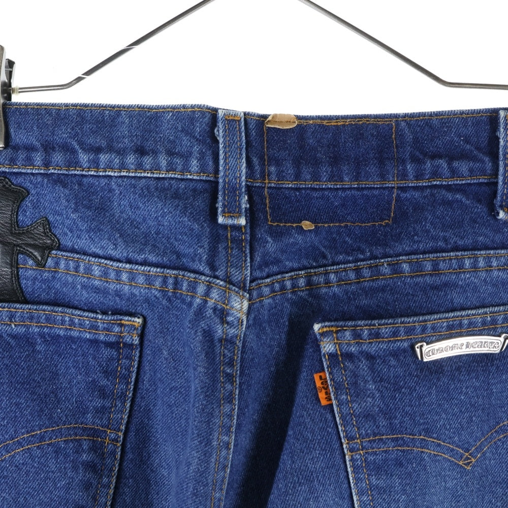 CHROME HEARTS(クロムハーツ) LEVI'S U VNTG JEAN BLU ORNG TAB リーバイス 505 クロスパッチ付きウォッシュドデニムパンツ インディゴブルー/ブラック