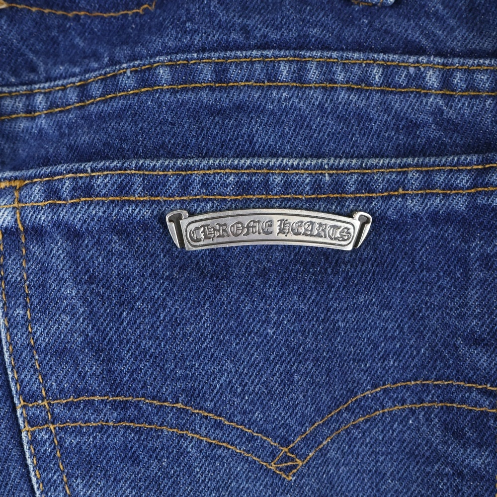 CHROME HEARTS(クロムハーツ) LEVI'S U VNTG JEAN BLU ORNG TAB リーバイス 505 クロスパッチ付きウォッシュドデニムパンツ インディゴブルー/ブラック