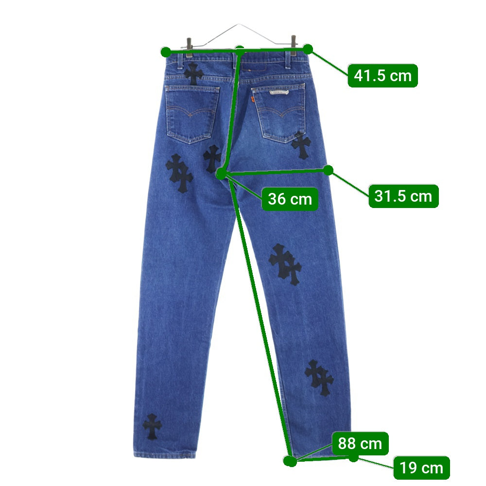 CHROME HEARTS(クロムハーツ) LEVI'S U VNTG JEAN BLU ORNG TAB リーバイス 505 クロスパッチ付きウォッシュドデニムパンツ インディゴブルー/ブラック