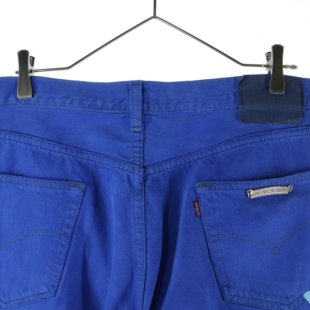 CHROME HEARTS(クロムハーツ) LEVI'S U VNTG JEAN BLU RED TAB リーバイス 501 クロスパッチ付きウォッシュドデニムパンツ ブルー