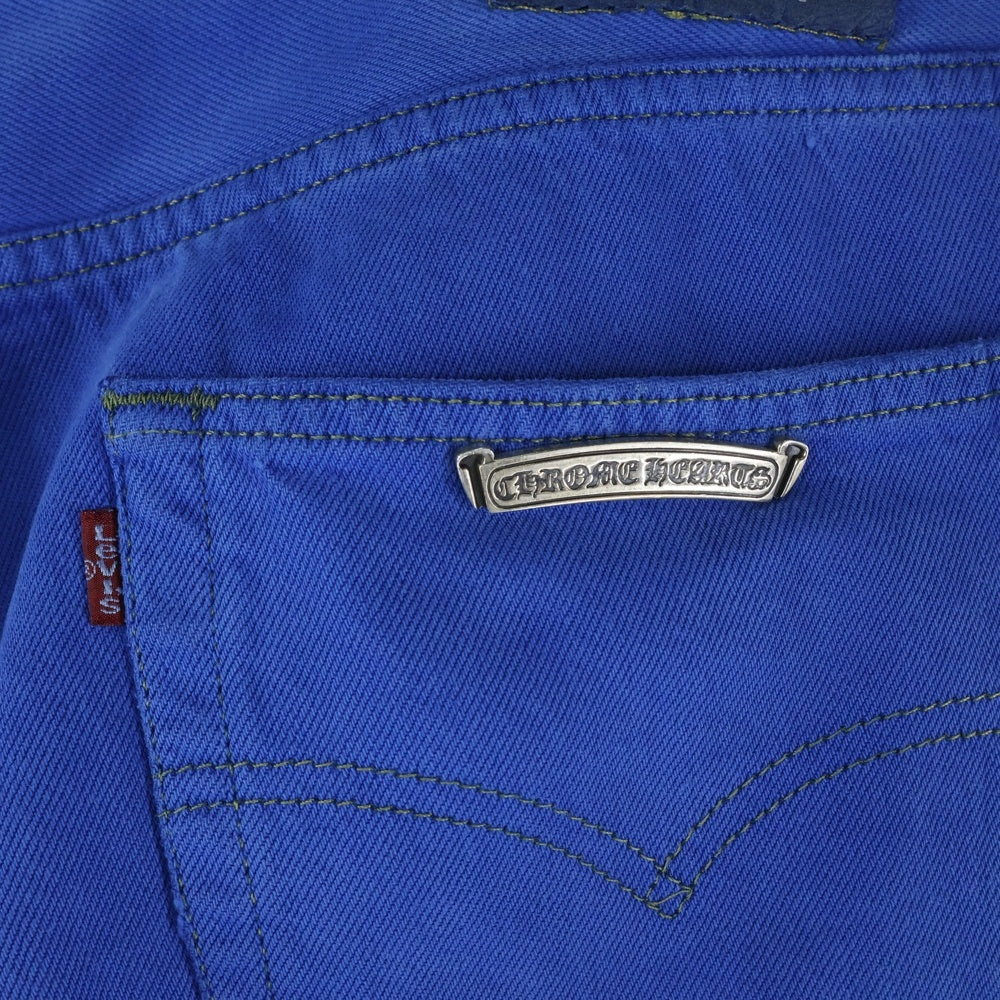 CHROME HEARTS(クロムハーツ) LEVI'S U VNTG JEAN BLU RED TAB リーバイス 501 クロスパッチ付きウォッシュドデニムパンツ ブルー