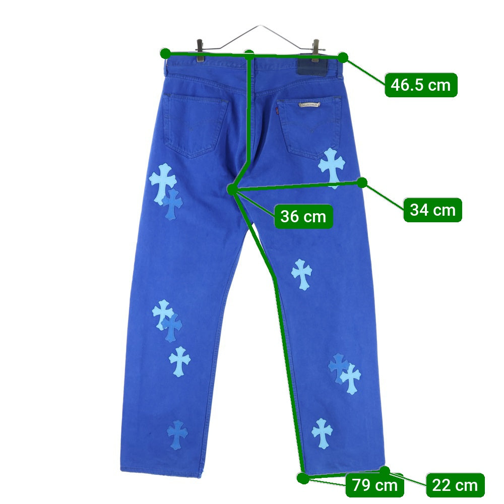 CHROME HEARTS(クロムハーツ) LEVI'S U VNTG JEAN BLU RED TAB リーバイス 501 クロスパッチ付きウォッシュドデニムパンツ ブルー