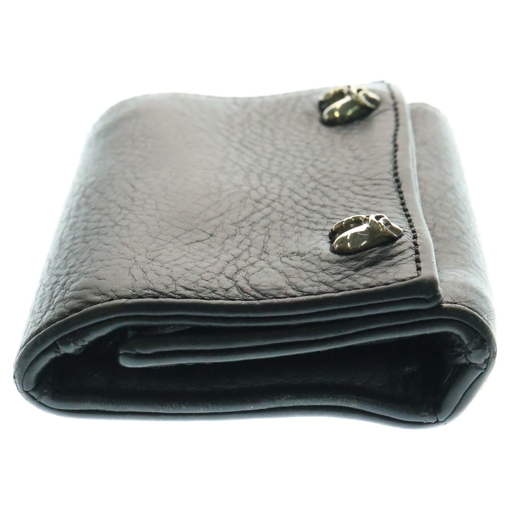 CHROME HEARTS(クロムハーツ) 3FOLD 3フォールド ハートボタン レザーウォレット 財布 ブラック BCA364