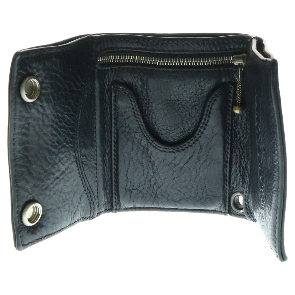 CHROME HEARTS(クロムハーツ) 3FOLD 3フォールド ハートボタン レザーウォレット 財布 ブラック BCA364