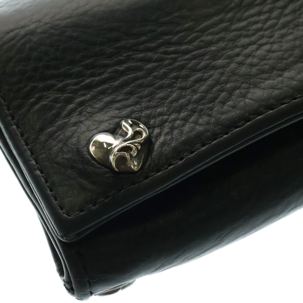 CHROME HEARTS(クロムハーツ) 3FOLD 3フォールド ハートボタン レザーウォレット 財布 ブラック BCA364