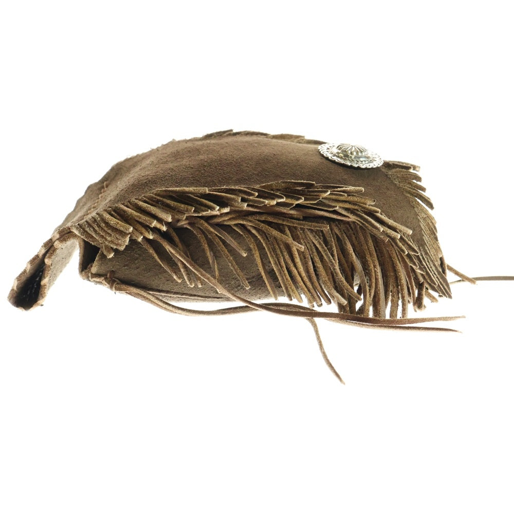 goro's(ゴローズ) SVコンチョ付き腰掛け丸型フリンジバッグ (焦げ茶)