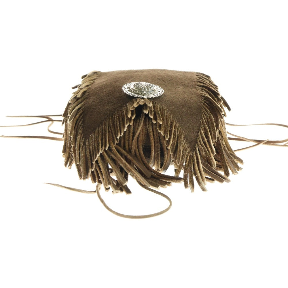 goro's(ゴローズ) SVコンチョ付き腰掛け丸型フリンジバッグ (焦げ茶)