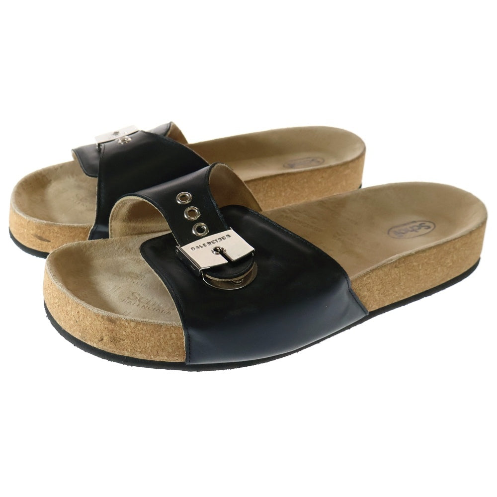 BALENCIAGA(バレンシアガ) 25AW×SCHOLL シュール バックル付きストラップフラットサンダル 827670 ブラック