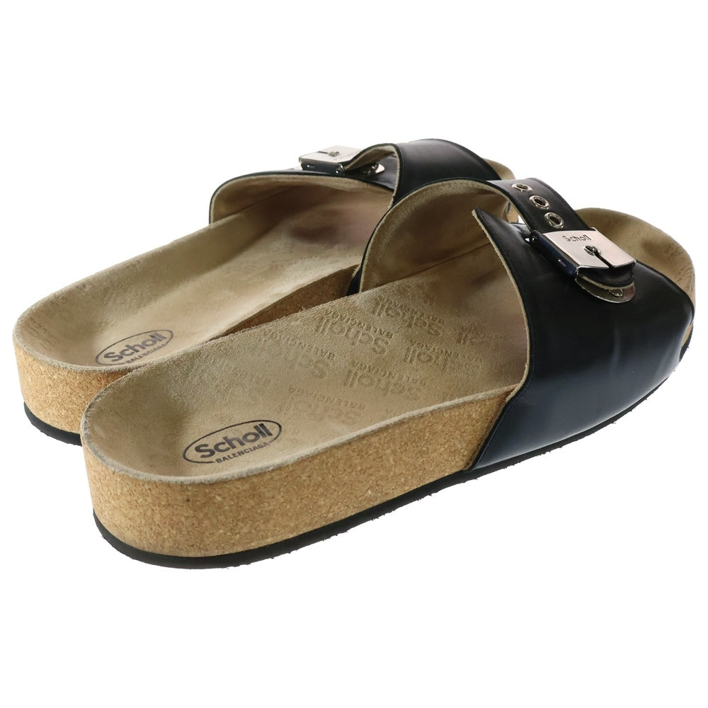 BALENCIAGA(バレンシアガ) 25AW×SCHOLL シュール バックル付きストラップフラットサンダル 827670 ブラック