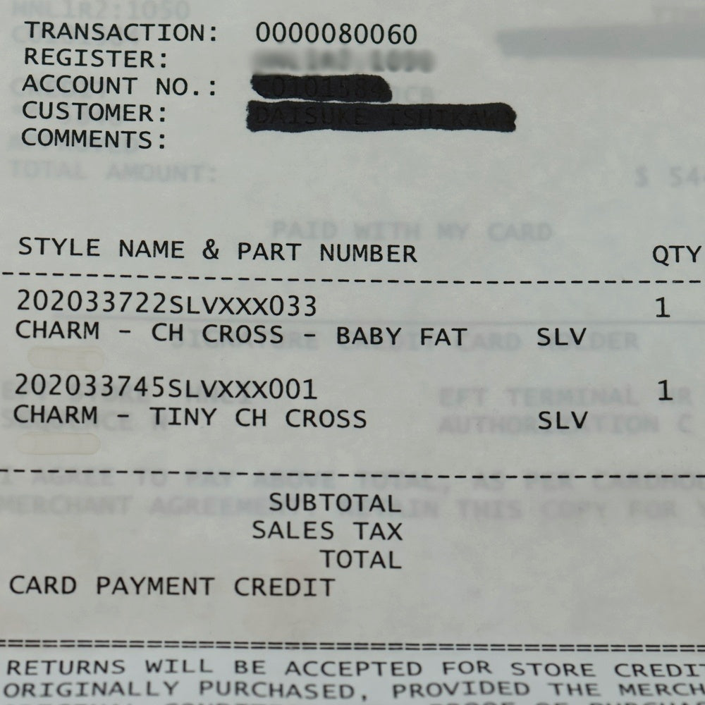 CHROME HEARTS(クロムハーツ) CRS BBYFAT ベイビーファットクロス ペンダントトップ シルバー BCA237