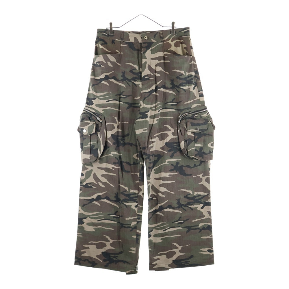 FFFPOSTALSERVICE(トリプルエフポスタルサービス) 24AW WIDE BACKZIP CARGO PANTS バックジップワイドパンツ カモフラ カーキ
