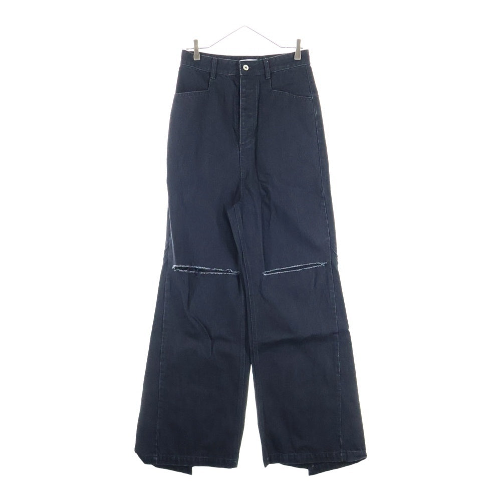 FFFPOSTALSERVICE(トリプルエフポスタルサービス) 25SS WIDE DAMAGED DENIM ダメージ加工デニムワイドパンツ FFFPSSS2528 ブラック
