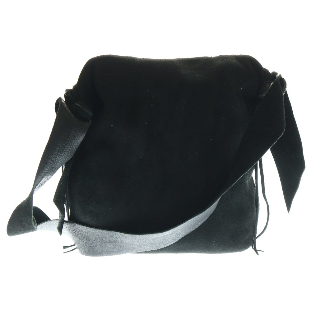 goro's(ゴローズ) 金メタル付きフラワーコンチョ ディアスキンショルダーバッグ S ブラック 小ポーチ付き