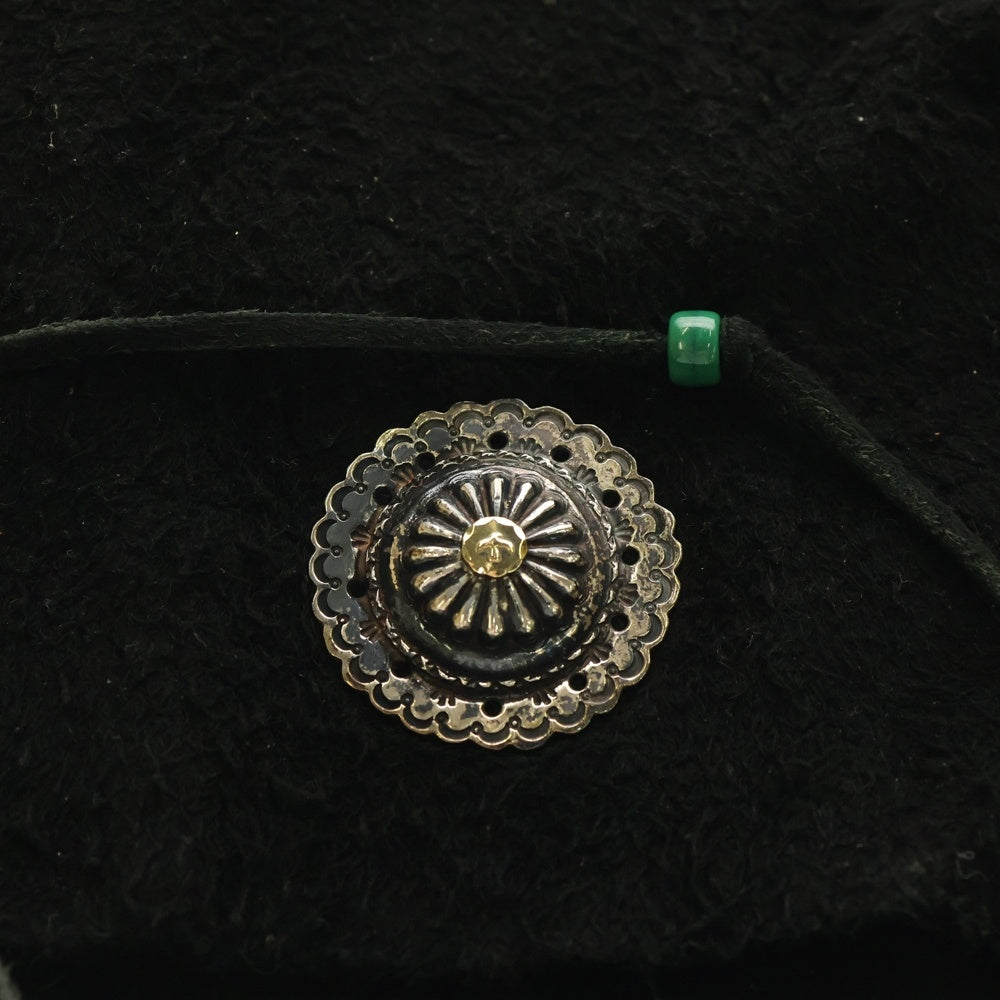 goro's(ゴローズ) 金メタル付きフラワーコンチョ ディアスキンショルダーバッグ S ブラック 小ポーチ付き