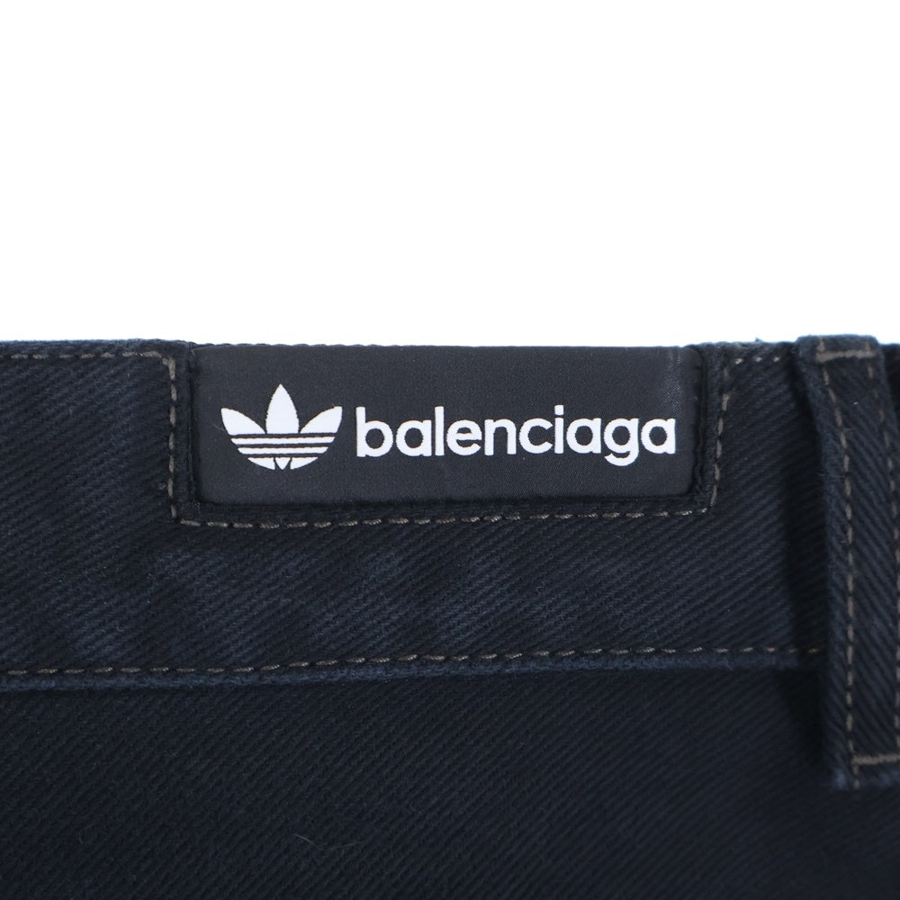 BALENCIAGA(バレンシアガ) 23SS×ADIDAS LARGE BAGGY PANTS アディダス サイドラインラージバギーデニムパンツ 724778 TNW54 ブラック