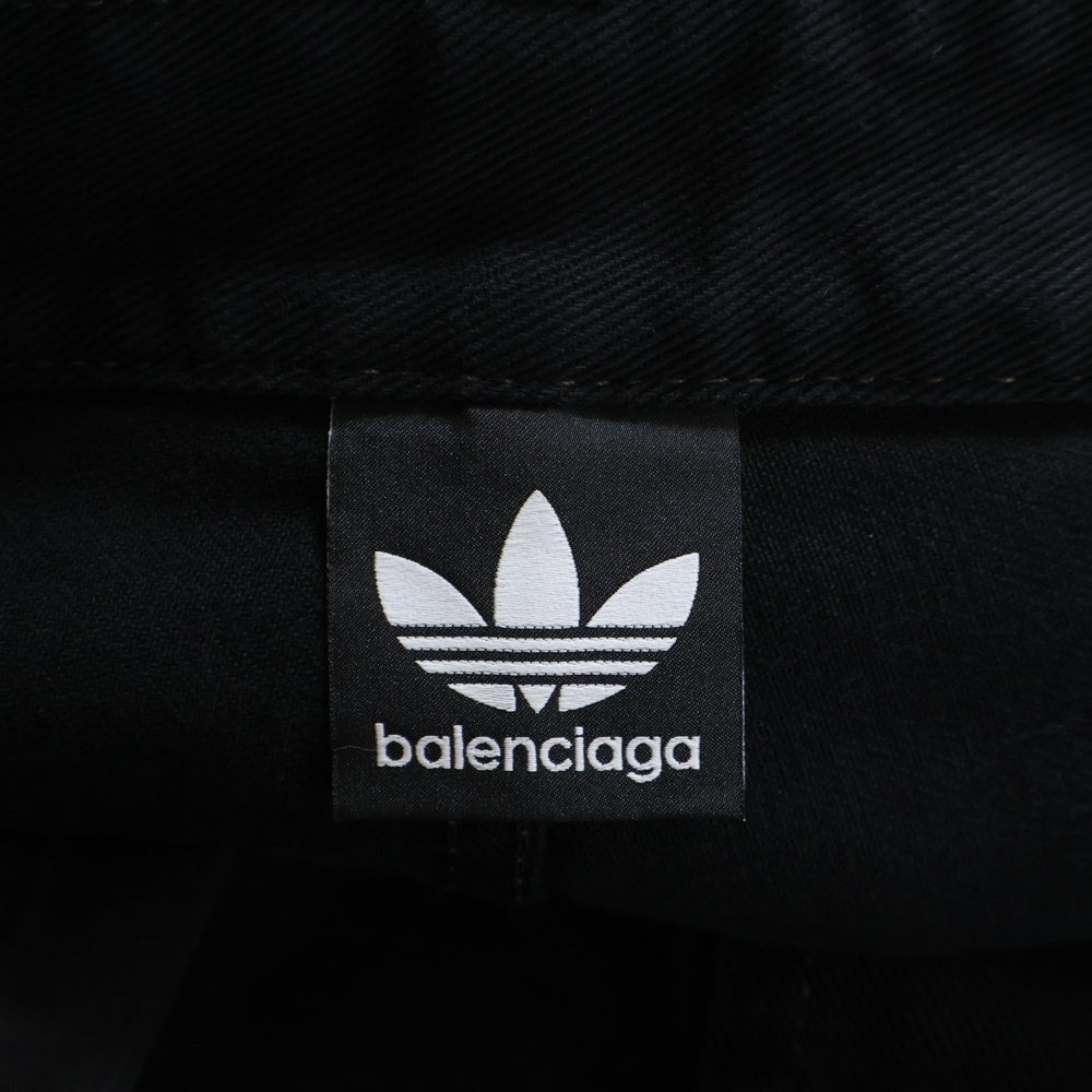 BALENCIAGA(バレンシアガ) 23SS×ADIDAS LARGE BAGGY PANTS アディダス サイドラインラージバギーデニムパンツ 724778 TNW54 ブラック