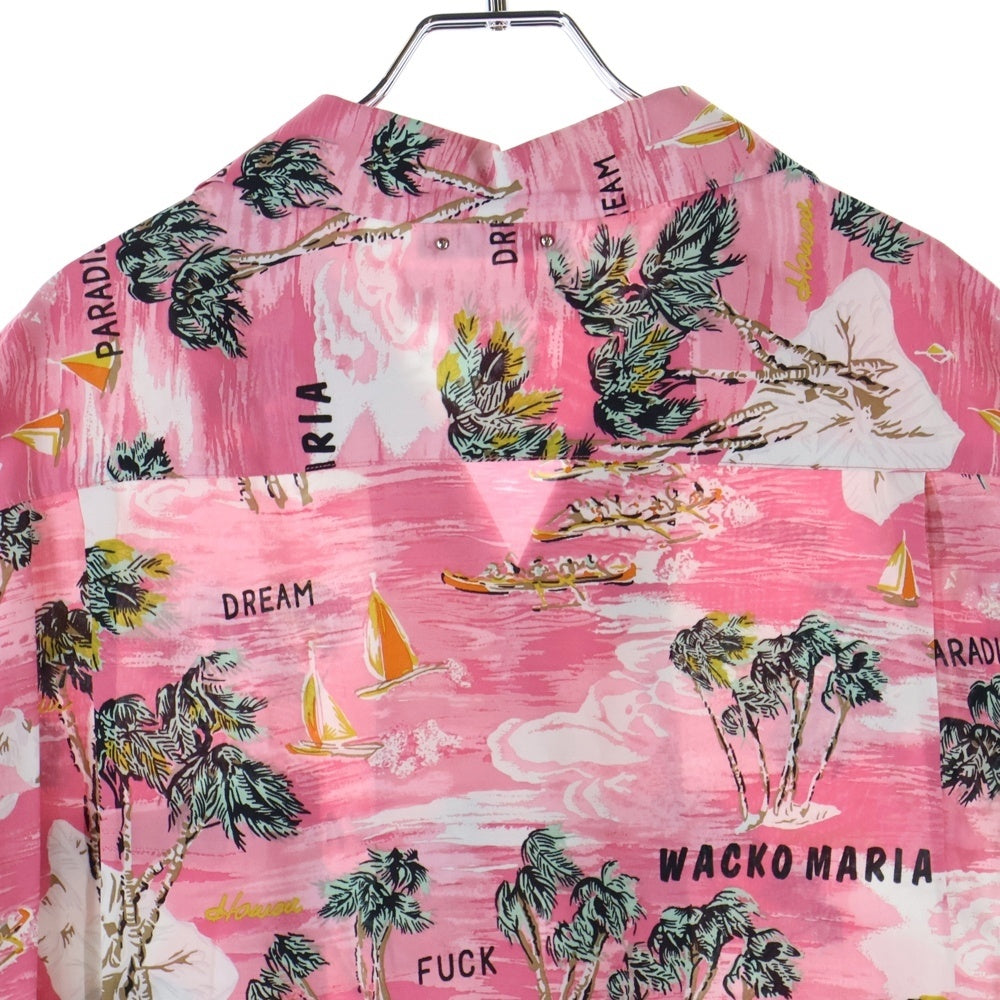 WACKO MARIA(ワコマリア) 24SS×MINEDENIM HAWAIIAN SHIRT マインデニム ハワイアン総柄アロハ半袖シャツ 24MND-WM001 ピンク