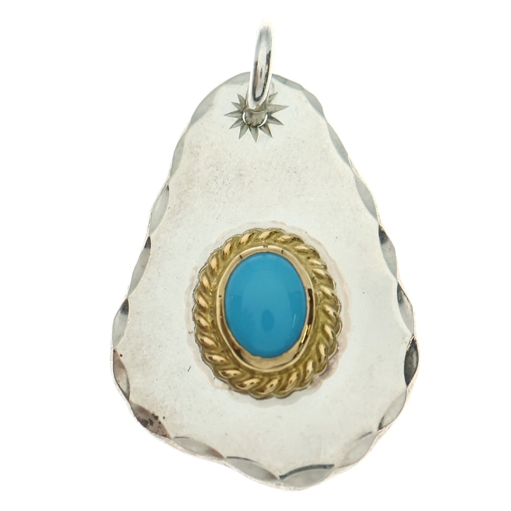 goro's(ゴローズ) 金縄ターコイズ印台メタル ペンダントトップ シルバー/ゴールド