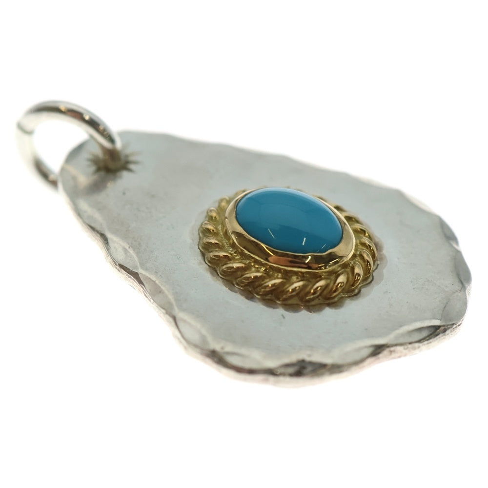 goro's(ゴローズ) 金縄ターコイズ印台メタル ペンダントトップ シルバー/ゴールド