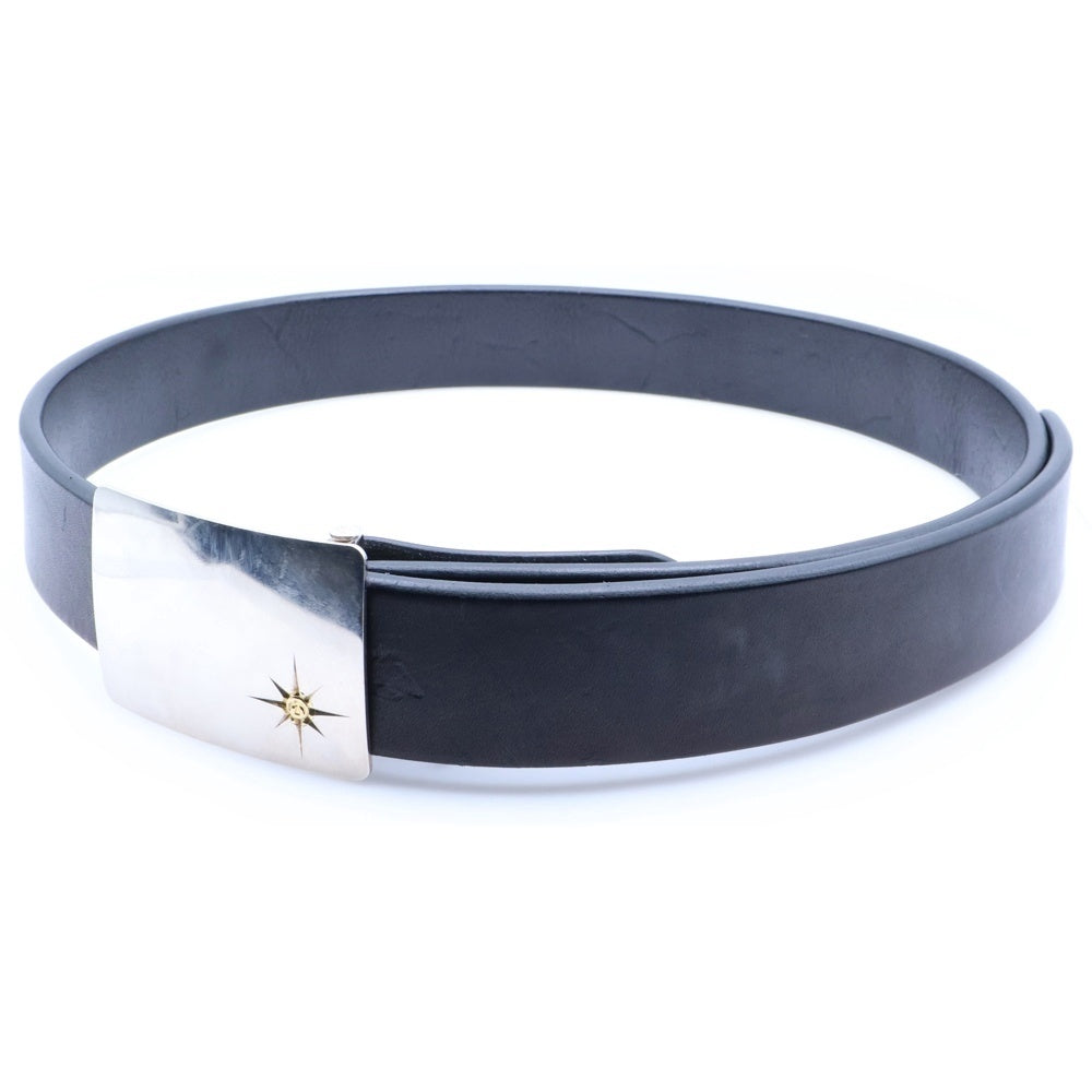 goro's(ゴローズ) 4cm可動式印台ずれ角バックルレザーベルト シルバー