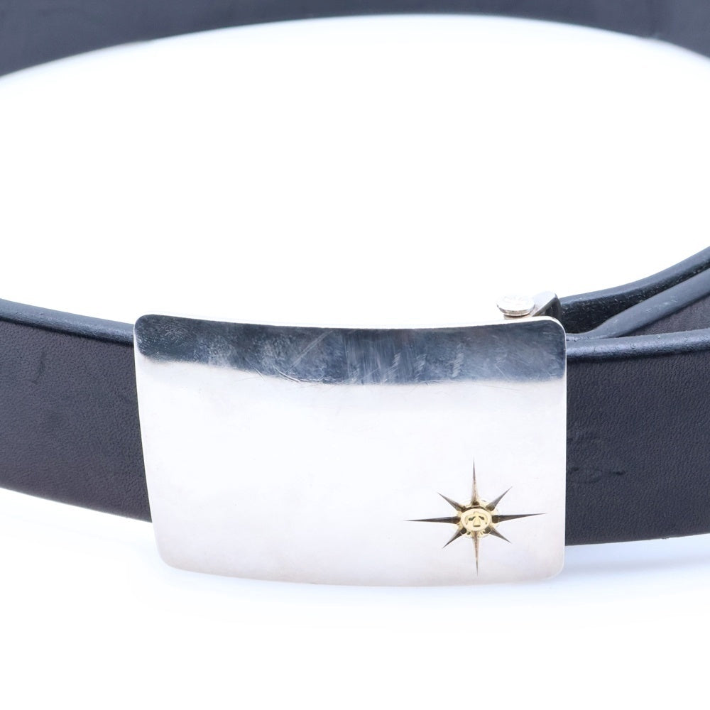 goro's(ゴローズ) 4cm可動式印台ずれ角バックルレザーベルト シルバー