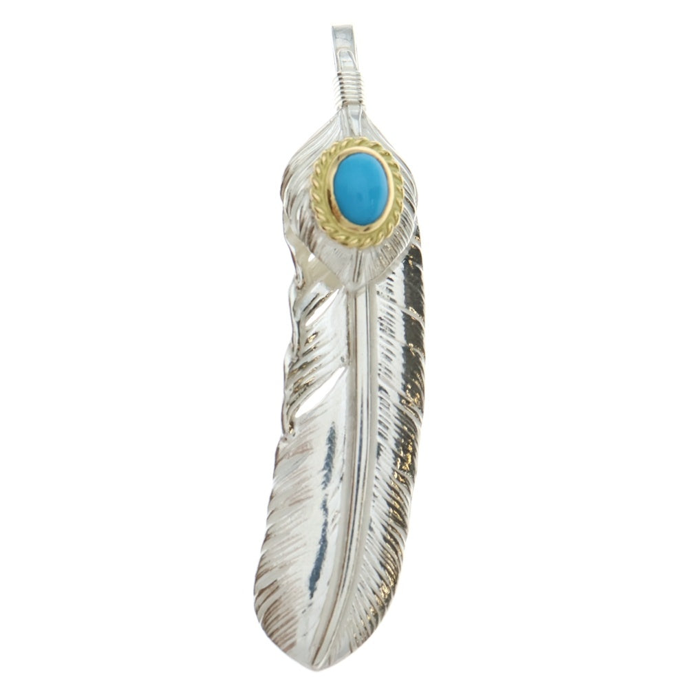 goro's(ゴローズ) 【新品】上銀金縄ターコイズ特大フェザー 右向き ペンダントトップ シルバー/ゴールド