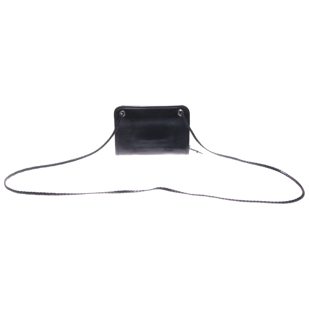 CHROME HEARTS(クロムハーツ) OLD コノリーレザー ダガージップショルダーバッグ 革紐付きミニウォレット 財布 ブラック