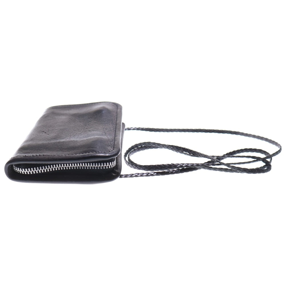 CHROME HEARTS(クロムハーツ) OLD コノリーレザー ダガージップショルダーバッグ 革紐付きミニウォレット 財布 ブラック